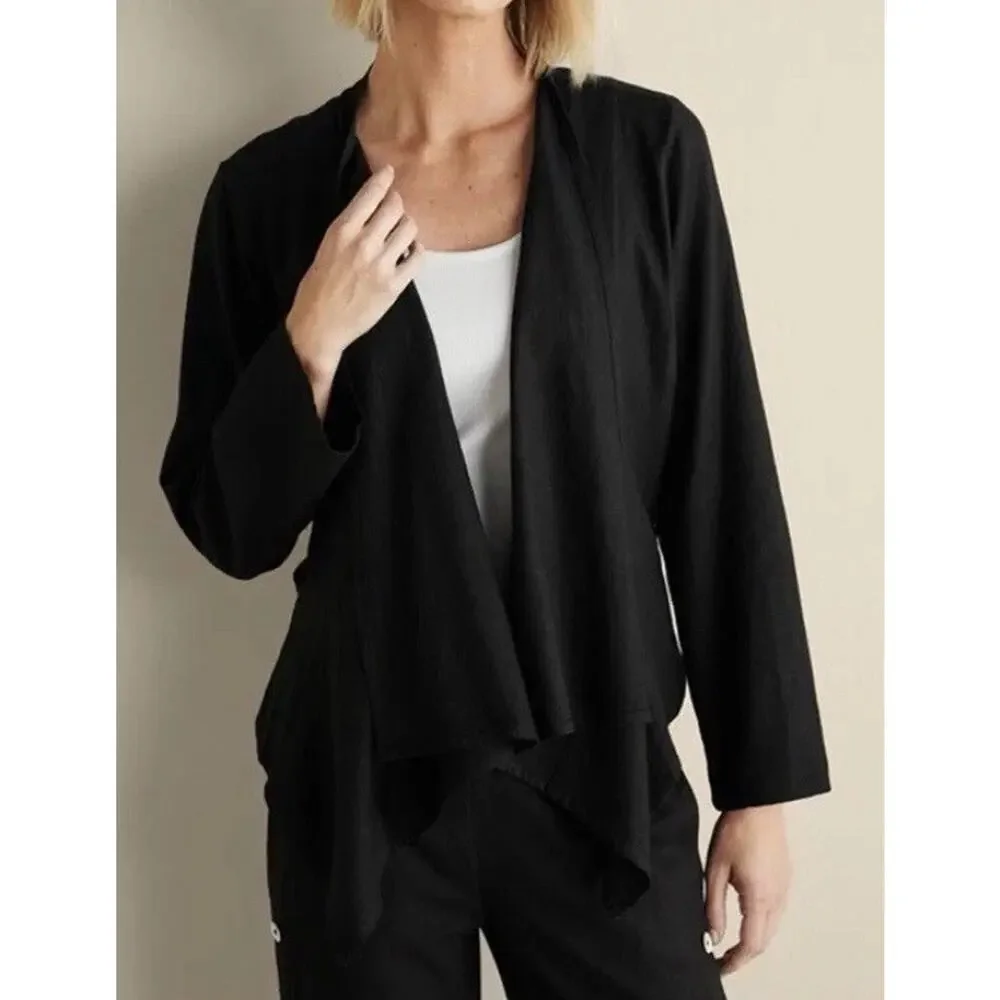 Soft Surroundings Women's Alicante Linen Blend Topper Sz L New Black cardigan 89